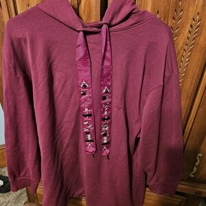 Zara Maroon Cowl Neck Sweater with Jewel Accents